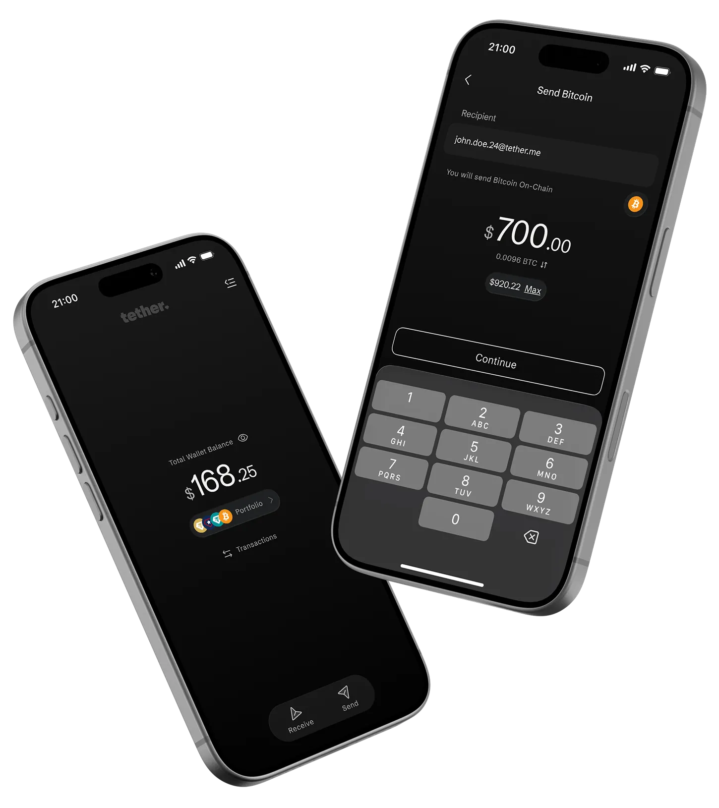 tether.wallet app preview